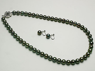 特典付7.5～8mmあこや黒真珠ネックレスセット　