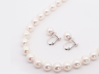 8～8.5mm花珠本真珠ネックレスセット(パールキーパー付)