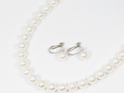 7.5～8mm花珠本真珠ネックレスセット　
